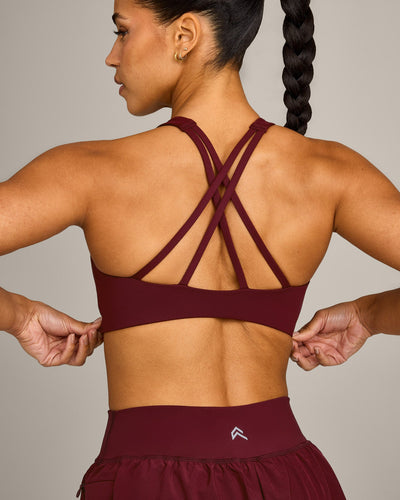 EasyLift™ High Neck Sports Bra with Gray Logo | Rosewood