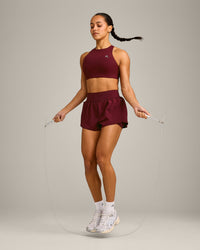 EasyLift™ High Neck Sports Bra with Gray Logo | Rosewood