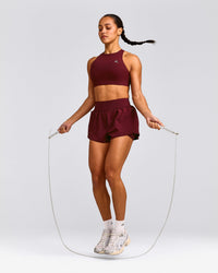 EasyLift™ High Neck Sports Bra with Gray Logo | Rosewood