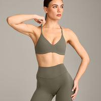 EasyLift™ Ultra Minimal Bralette with Gray Logo | Alpine Green