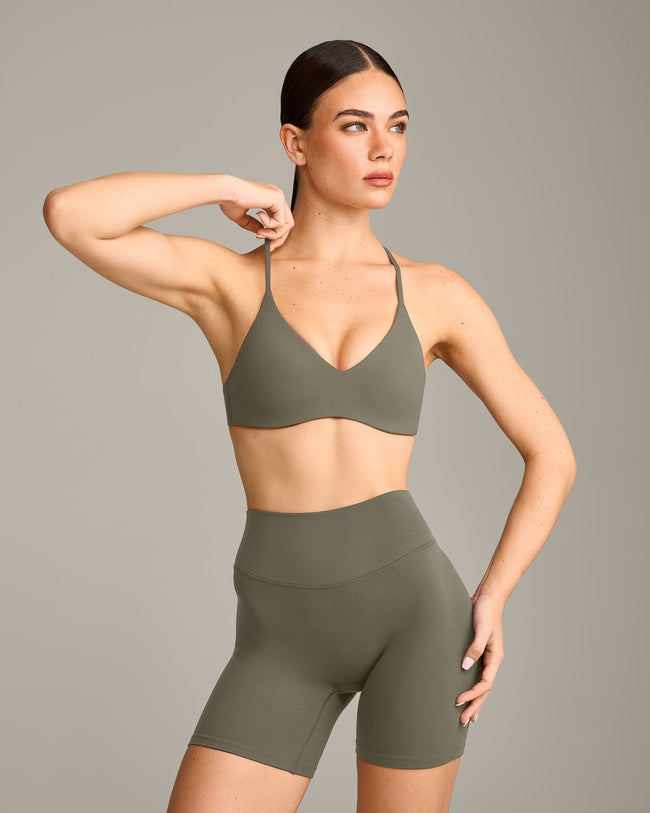 EasyLift™ Ultra Minimal Bralette with Gray Logo | Alpine Green