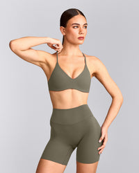 EasyLift™ Ultra Minimal Bralette with Gray Logo | Alpine Green