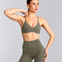 EasyLift™ Ultra Minimal Bralette with Gray Logo | Alpine Green