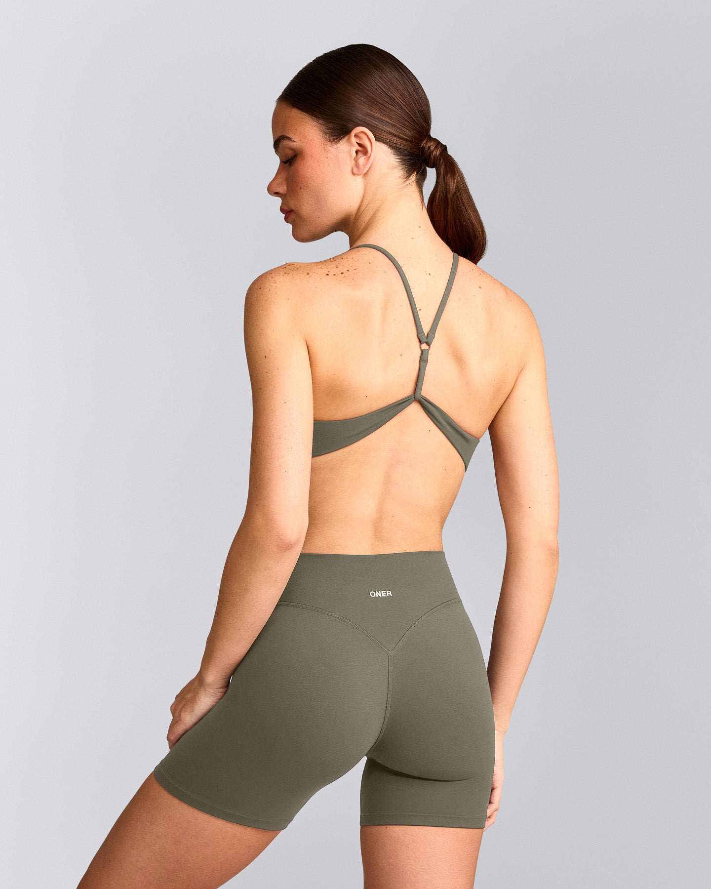 EasyLift™ Ultra Minimal Bralette with Gray Logo | Alpine Green