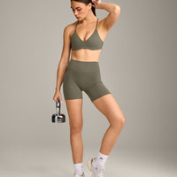 EasyLift™ Ultra Minimal Bralette with Gray Logo | Alpine Green