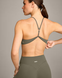 EasyLift™ Ultra Minimal Bralette with Gray Logo | Alpine Green