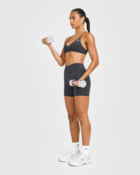 EasyLift™ Ultra Minimal Bralette with White Logo | Coal
