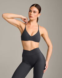 EasyLift™ Ultra Minimal Bralette with Gray Logo | Coal
