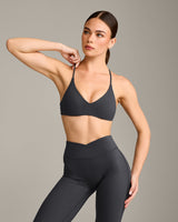 EasyLift™ Ultra Minimal Bralette with Gray Logo | Coal