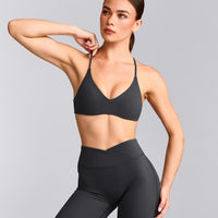 EasyLift™ Ultra Minimal Bralette with Gray Logo | Coal