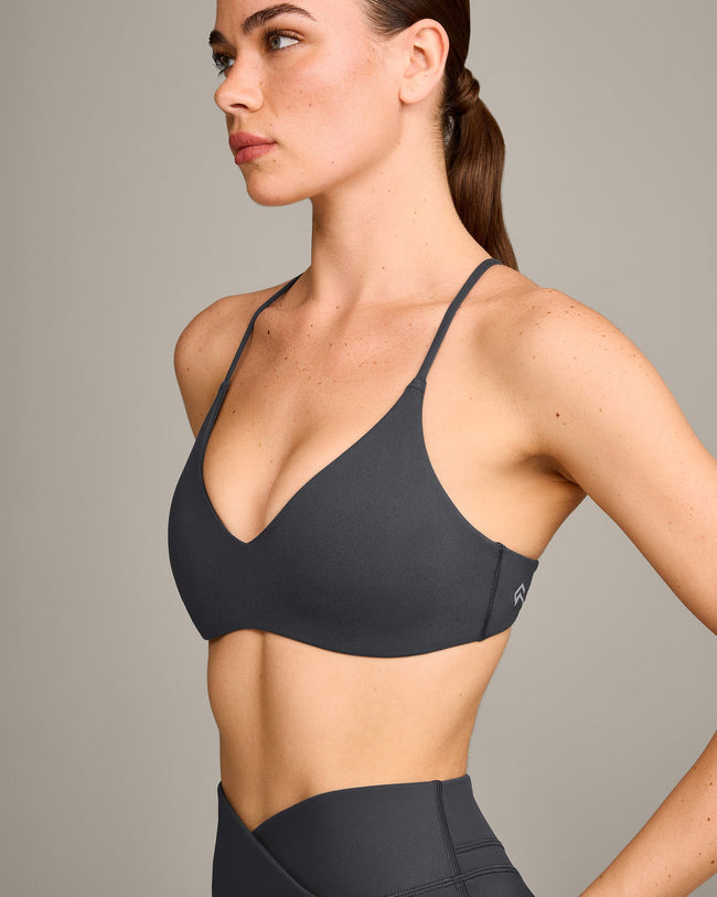 EasyLift™ Ultra Minimal Bralette with Gray Logo | Coal