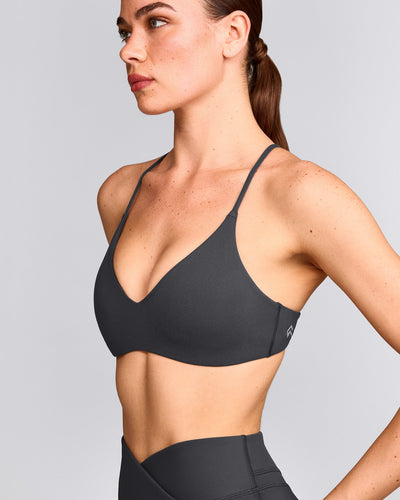 EasyLift™ Ultra Minimal Bralette with Gray Logo | Coal