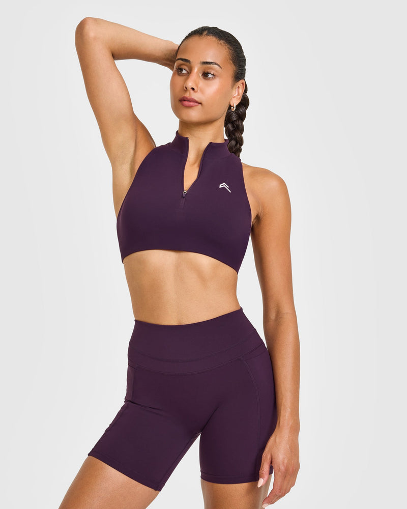 EasyLift™ Zip High Neck Sports Bra in Blackberry Purple | Oner