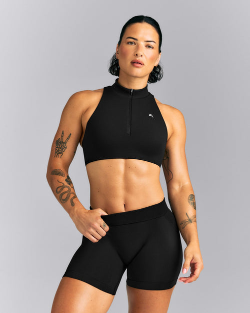 EasyLift™ Zip High Neck Sports Bra | Black