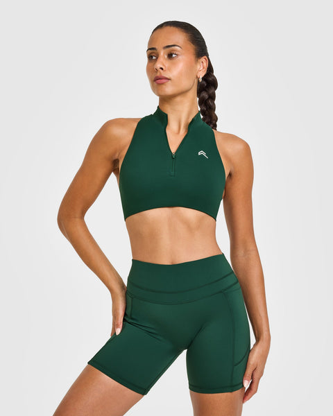 EasyLift™ Zip High Neck Sports Bra in Racing Green | Oner Active US
