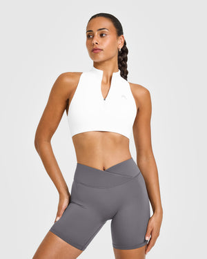 EasyLift™ Zip High Neck Sports Bra in White | Oner Active US