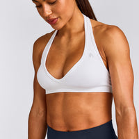 EffortlessLift™ Seamless Halter Neck Sports Bra New Branding | White
