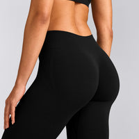 EffortlessLift™ Seamless Mid Rise Leggings with Gray Logo | Black