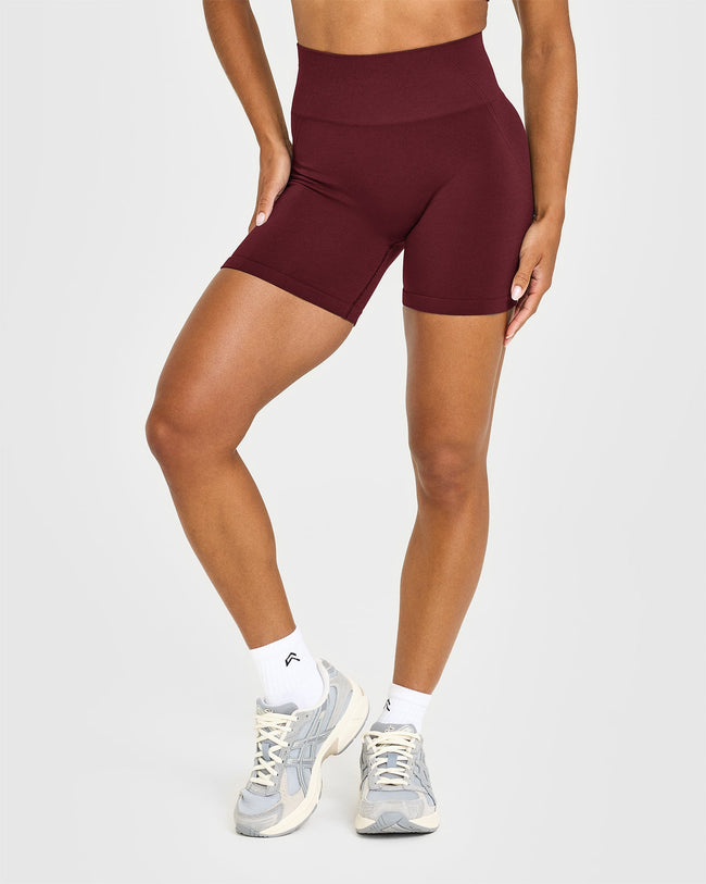 EffortlessLift™ Seamless Shorts with White Logo | Rosewood