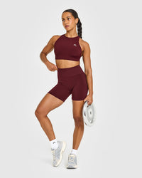 EffortlessLift™ Seamless Shorts with White Logo | Rosewood