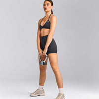 EnhanceLift™ Seamless Minimal Halter Neck Bralette with Gray Logo | Coal