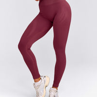 EnhanceLift™ Seamless Leggings with Gray Logo | Burnt Maroon