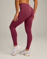 EnhanceLift™ Seamless Leggings with Gray Logo | Burnt Maroon