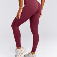 EnhanceLift™ Seamless Leggings with Gray Logo | Burnt Maroon