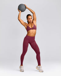 EnhanceLift™ Seamless Leggings with Gray Logo | Burnt Maroon