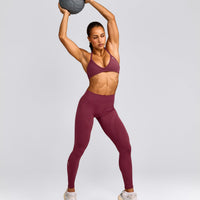 EnhanceLift™ Seamless Leggings with Gray Logo | Burnt Maroon