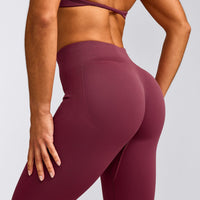 EnhanceLift™ Seamless Leggings with Gray Logo | Burnt Maroon