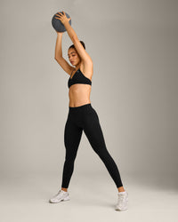 EnhanceLift™ Seamless Leggings with Gray Logo | Black