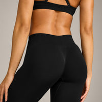 EnhanceLift™ Seamless Leggings with Gray Logo | Black