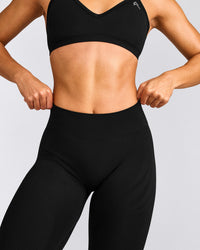 EnhanceLift™ Seamless Leggings with Gray Logo | Black