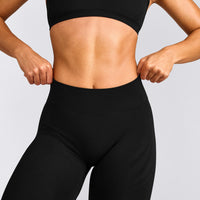 EnhanceLift™ Seamless Leggings with Gray Logo | Black