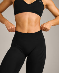 EnhanceLift™ Seamless Leggings with Gray Logo | Black