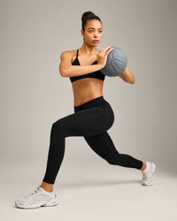 EnhanceLift™ Seamless Leggings with Gray Logo | Black