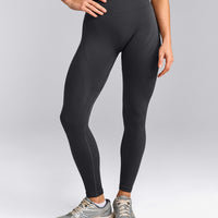 EnhanceLift™ Seamless Leggings with Gray Logo | Coal