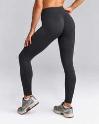 EnhanceLift™ Seamless Leggings with Gray Logo | Coal