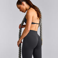 EnhanceLift™ Seamless Leggings with Gray Logo | Coal