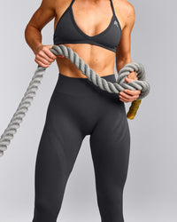 EnhanceLift™ Seamless Leggings with Gray Logo | Coal