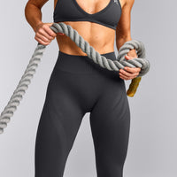 EnhanceLift™ Seamless Leggings with Gray Logo | Coal