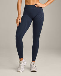 EnhanceLift™ Seamless Leggings with Gray Logo | True Blue
