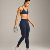 EnhanceLift™ Seamless Leggings with Gray Logo | True Blue