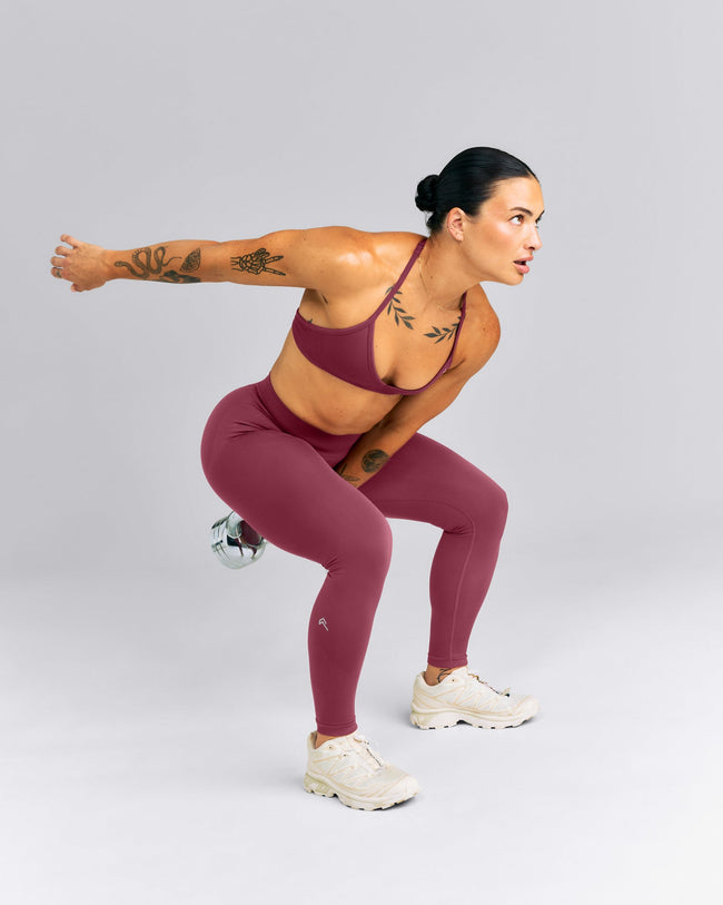 EnhanceLift™ Seamless Mid Rise Leggings New Branding | Burnt Maroon Red