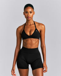 EnhanceLift™ Seamless Minimal Halter Neck Bralette New Branding | Black