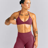EnhanceLift™ Seamless Minimal Halter Neck Bralette New Branding | Burnt Maroon Red