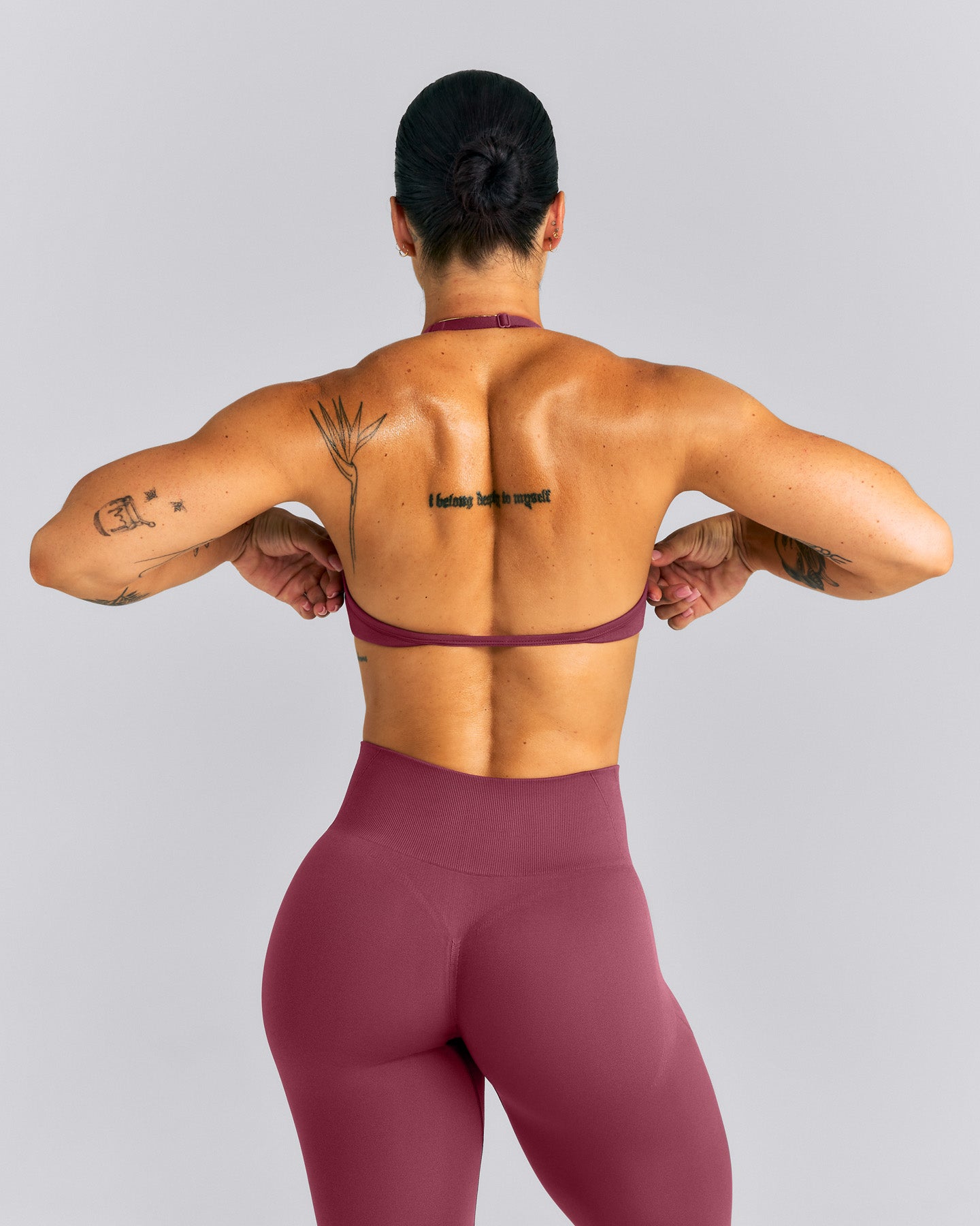 EnhanceLift™ Seamless Minimal Halter Neck Bralette New Branding | Burnt Maroon Red