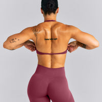 EnhanceLift™ Seamless Minimal Halter Neck Bralette New Branding | Burnt Maroon Red