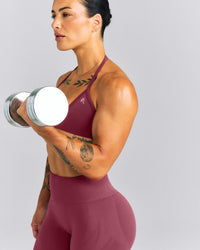 EnhanceLift™ Seamless Minimal Halter Neck Bralette New Branding | Burnt Maroon Red